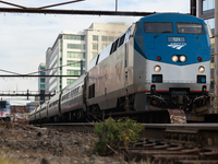 A commuter train approaches the Virginia Railway Express L'Enfant Station in Washington, D.C. on November 29, 2022 as Congress prepares to a...