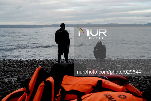 Migrants approach the coast of the northeastern Greek island of Lesbos on Thursday, Nov. 26, 2015. About 5,000 migrants are reaching Europe...