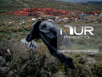 Migrants approach the coast of the northeastern Greek island of Lesbos on Thursday, Nov. 27, 2015. About 5,000 migrants are reaching Europe...