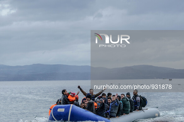  Migrants approach the coast of the northeastern Greek island of Lesbos on Thursday, Nov. 28, 2015. About 5,000 migrants are reaching Europe...