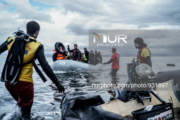  Migrants approach the coast of the northeastern Greek island of Lesbos on Thursday, Nov. 28, 2015. About 5,000 migrants are reaching Europe...