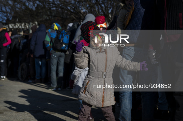 Hundreds of refugees after refreshments and taking warm clothes for the winter, continue their journey across the Slovenian border arriving...