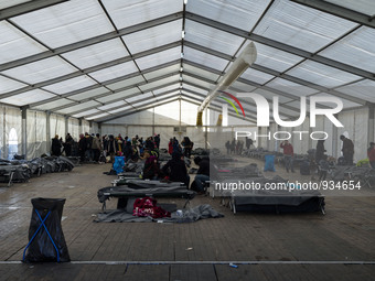 The refugee camp of Sentilj empties while migrants make their way to Austria, the next leg of their journey on November 29, 2015. (