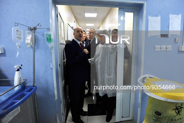 The Algerian Minister of Health, Abdelhak Saihi (L), visits the Beni Messous hospital, in Algiers, Algeria, December 22, 2022, The digitizat...