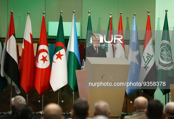 Algerian Prime Minister Aymen Ben Abdelrahman, during the opening of the Third Conference of Ministers of Leaders Responsible for Technical...