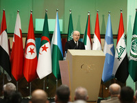 Algerian Prime Minister Aymen Ben Abdelrahman, during the opening of the Third Conference of Ministers of Leaders Responsible for Technical...