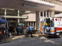 A General view showing the entrance for the emergency room at Kiang Wu Hospital on December 29, 2022 in Macau, China. (