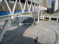 A General view showing a Covid-19 Community clinic under a bridge on December 29, 2022 in Macau, China. (