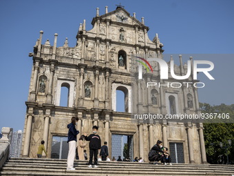 A General view showing the Ruins of St. Paul's on December 29, 2022 in Macau, China. (