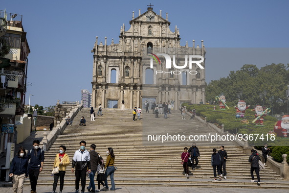 A General view Showing the Ruins of St. Paul's on December 29, 2022 in Macau, China. 