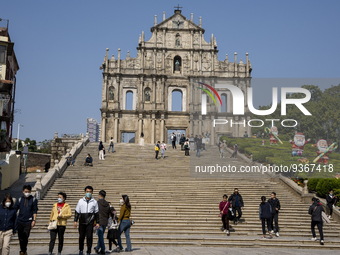 A General view Showing the Ruins of St. Paul's on December 29, 2022 in Macau, China. (