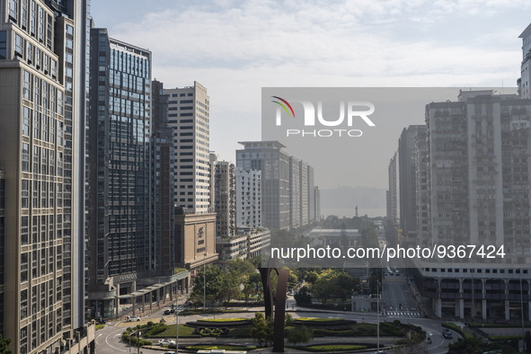 A General view showing hotels and residential buildings on December 29, 2022 in Macau, China. 