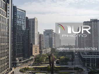 A General view showing hotels and residential buildings on December 29, 2022 in Macau, China. (