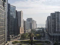 A General view showing hotels and residential buildings on December 29, 2022 in Macau, China. (