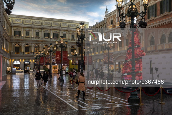 A General view showing The Grand Canal Shoppes on December 29, 2022 in Macau, China. 