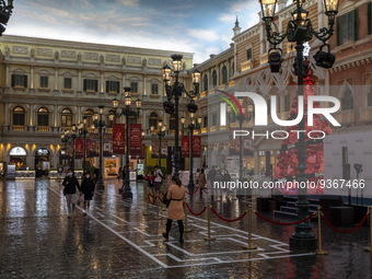 A General view showing The Grand Canal Shoppes on December 29, 2022 in Macau, China. (