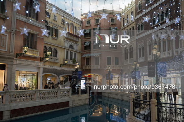 A General view showing The Grand Canal Shoppes on December 29, 2022 in Macau, China. 