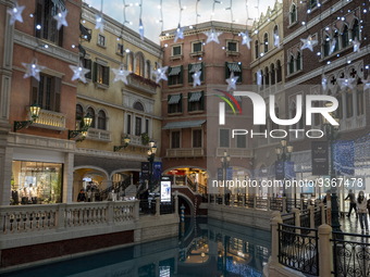 A General view showing The Grand Canal Shoppes on December 29, 2022 in Macau, China. (