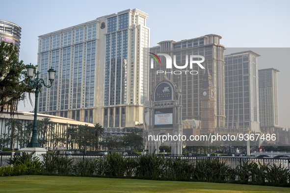 A General view showing Hotel, Resorts and Casinos on the Cotai Strip on December 29, 2022 in Macau, China. 