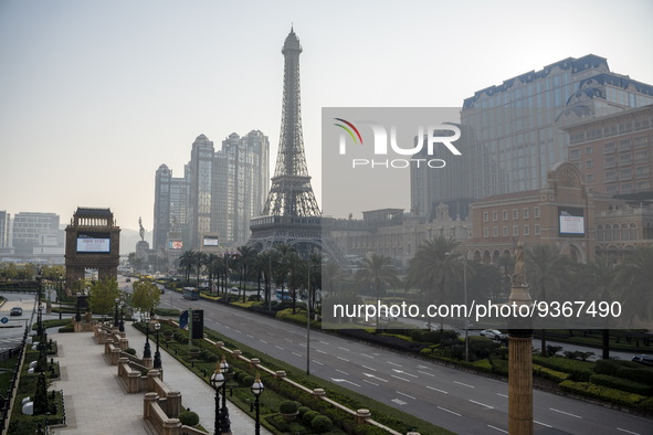 A General view showing Hotel, Resorts and Casinos on the Cotai Strip on December 29, 2022 in Macau, China. 