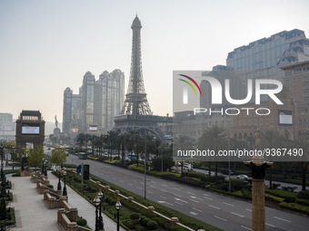 A General view showing Hotel, Resorts and Casinos on the Cotai Strip on December 29, 2022 in Macau, China. (