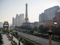 A General view showing Hotel, Resorts and Casinos on the Cotai Strip on December 29, 2022 in Macau, China. (