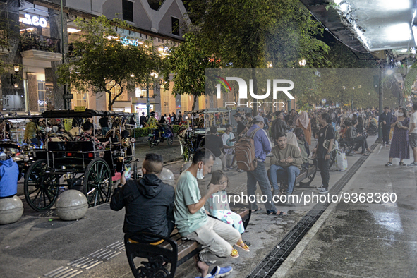 People gather at Malioboro Street during holiday for the end of the year in Yogyakarta, Indonesia on December 30, 2022, as Indonesian Presid...