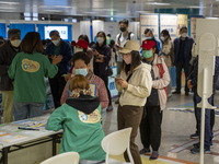 People lining up at a Covid-19 vaccination station inside an MTR Station on January 2, 2023 in Hong Kong, China. (