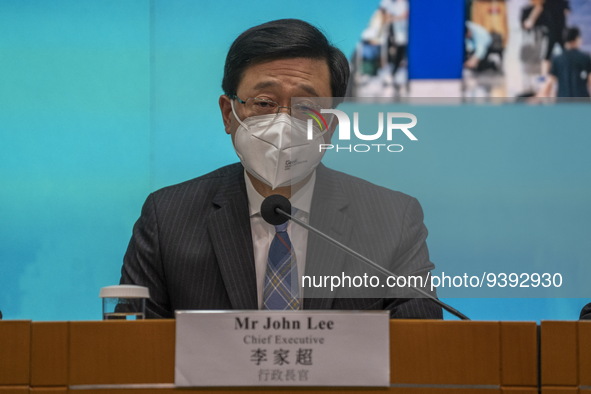 Hong Kong Chief Executive Mr. John Lee during a press conference on re-opening border crossing with China on January 5, 2022 in Hong Kong, C...