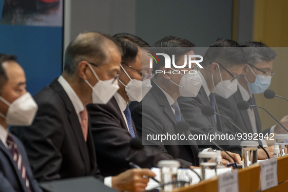 From Left to Right Acting Government Chief Information Officer Mr Tony Wong , Secretary for Health Professor Lo Chung-mau, Chief Secretary f...