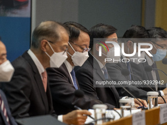 From Left to Right Acting Government Chief Information Officer Mr Tony Wong , Secretary for Health Professor Lo Chung-mau, Chief Secretary f...