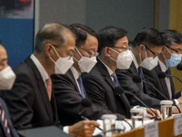 From Left to Right Acting Government Chief Information Officer Mr Tony Wong , Secretary for Health Professor Lo Chung-mau, Chief Secretary f...