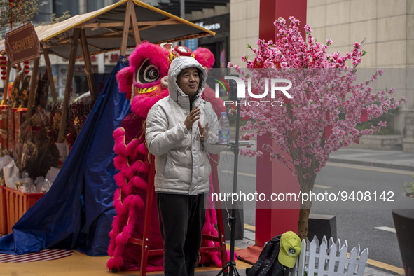 A man doing a live stream on January 8, 2023 in Shenzhen, China. China today lifts its requirement for inbound travelers to undergo a mandat...