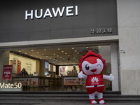 A General view showing a Huawei Store in Huaqiangbei, a popular place to buy electronic goods on January 8, 2023 in Shenzhen, China. China t...