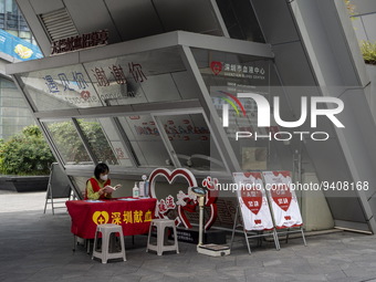 A Blood donation counter on January 8, 2023 in Shenzhen, China. China today lifts its requirement for inbound travelers to undergo a mandato...