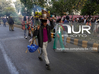 A street food vendor rushes for customers during the annual Delhi Queer Pride March, an event promoting lesbian, gay, bisexual and transgend...