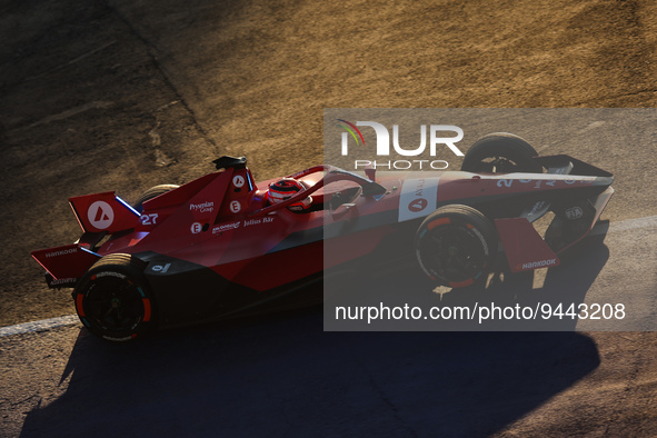 27 DENNIS Jake (gbr), Avalanche Andretti Formula E, Spark-Porsche, Porsche 99X Electric, action during the 2023 Mexico City ePrix, 1st meeti...