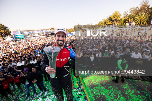 DI GRASSI Lucas (bra), Mahindra Racing, Spark-Mahindra, Mahindra M9-Electro, portrait podium during the 2023 Mexico City ePrix, 1st meeting...