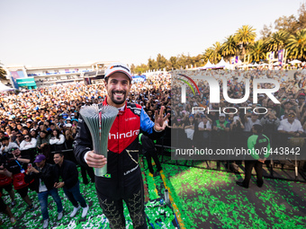 DI GRASSI Lucas (bra), Mahindra Racing, Spark-Mahindra, Mahindra M9-Electro, portrait podium during the 2023 Mexico City ePrix, 1st meeting...