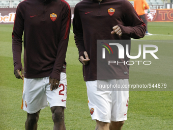 Gervinho and Radja Nainggolan  before the Seria A match  between Torino FC and AS Roma at the olympic stadium of turin on december 5, 2015 i...