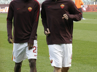 Gervinho and Radja Nainggolan  before the Seria A match  between Torino FC and AS Roma at the olympic stadium of turin on december 5, 2015 i...