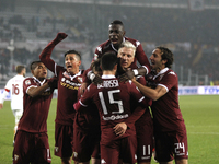 The exultation of Torino team after the penalty of Maxi Lopez during the Seria A match  between Torino FC and AS Roma at the olympic stadium...