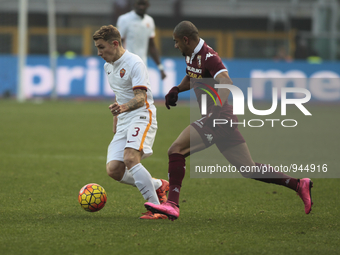 Bruno Peres and Lucas Digne during the Seria A match  between Torino FC and AS Roma at the olympic stadium of turin on december 5, 2015 in t...