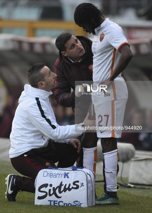 Gervinho's injury during the Seria A match  between Torino FC and AS Roma at the olympic stadium of turin on december 5, 2015 in torino, ita...