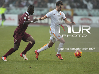 Miralem Pjanic and Afriyie Acquah during the Seria A match  between Torino FC and AS Roma at the olympic stadium of turin on december 5, 201...