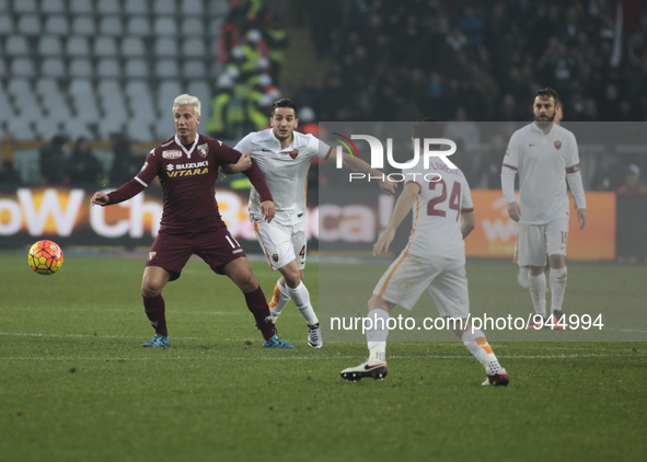 Maxi Lopez and Alessandro Florenzi during the Seria A match  between Torino FC and AS Roma at the olympic stadium of turin on december 5, 20...