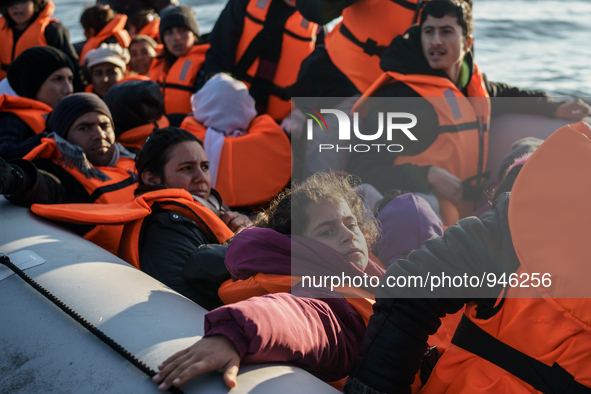 Migrants approach the coast of the northeastern Greek island of Lesbos on Thursday, Dec. 6, 2015. About 5,000 migrants are reaching Europe e...