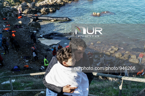 Migrants approach the coast of the northeastern Greek island of Lesbos on Thursday, Dec. 6, 2015. About 5,000 migrants are reaching Europe e...