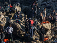 Migrants approach the coast of the northeastern Greek island of Lesbos on Thursday, Dec. 6, 2015. About 5,000 migrants are reaching Europe e...