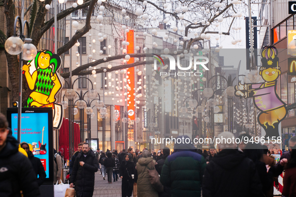 

A general view of a street shopping center in Cologne, Germany is seen on January 25, 2023, as the state government of NRW is dropping the...